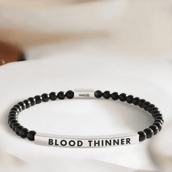 Women's Slim Black Blood Thinner Medical Alert Bracelet
